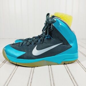 Nike Zoom Hyperquickness Blue Athleisure Running Lace Up High Top Sneakers D801